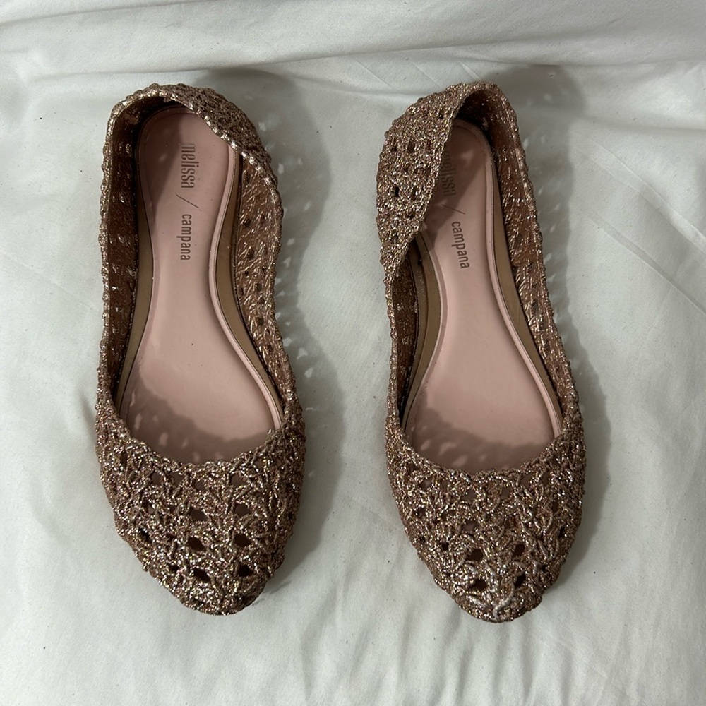 Melissa Campana Papel Flat - Rose Gold Glitter